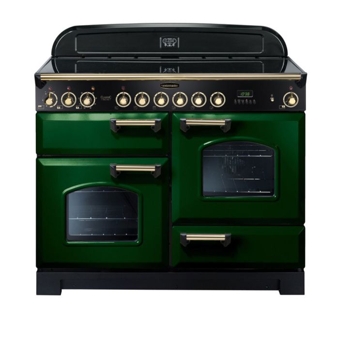 Rangemaster Classic Deluxe 110 Ceramic Range Cooker (Brass Details) - Racing Green main product photo