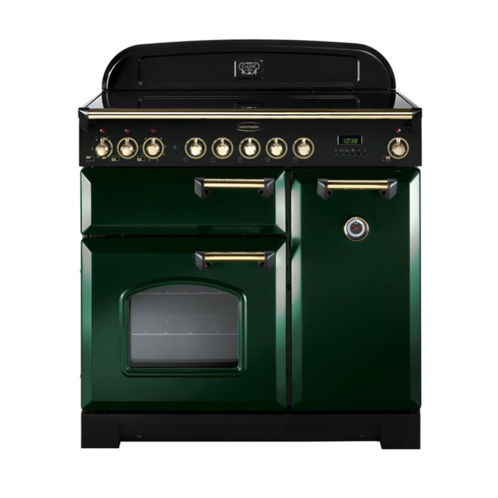 Rangemaster Classic Deluxe 90 Ceramic Range Cooker (Brass Details) - Racing Green main product photo