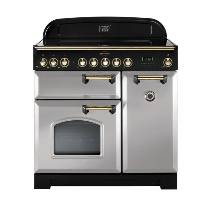 Rangemaster Classic Deluxe 90 Ceramic Range Cooker (Brass Details) - Royal Pearl main product photo