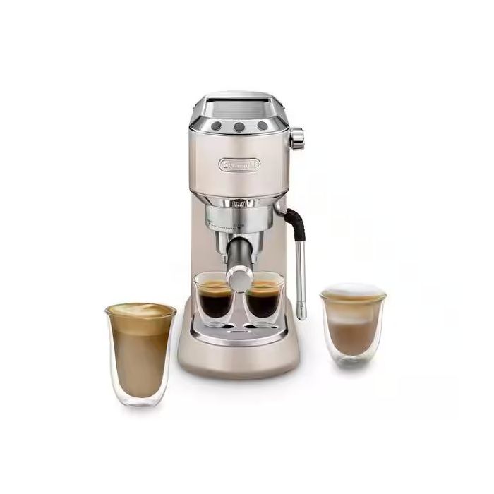 De'Longhi EC885.BG Dedica Arte Manual Espresso Coffee Machine with Milk Frother - Beige Gold main product photo