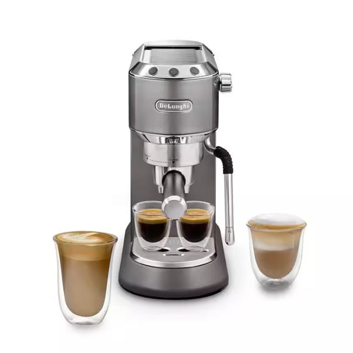 De'Longhi EC885.GY Dedica Arte Manual Espresso Coffee Machine with Milk Frother - Grey main product photo