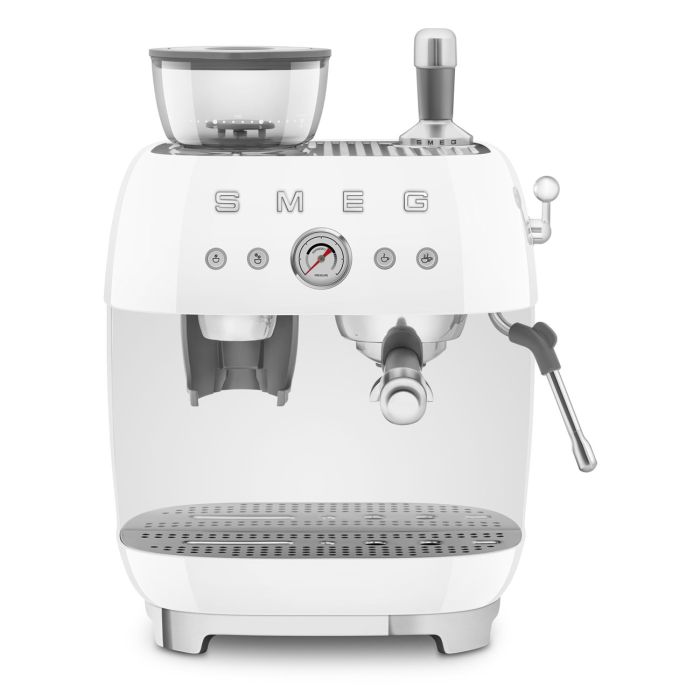 Smeg EGF03WHUK 50's Style Espresso Coffee Machine with Grinder & 20 Bar Pump - White main product photo